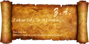 Zakariás Alinka névjegykártya